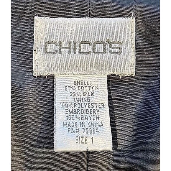 Chico's Silk Blend Jacket Pink Floral Embroidered Cropped Chico’s Size 1 US Med - Picture 4 of 14